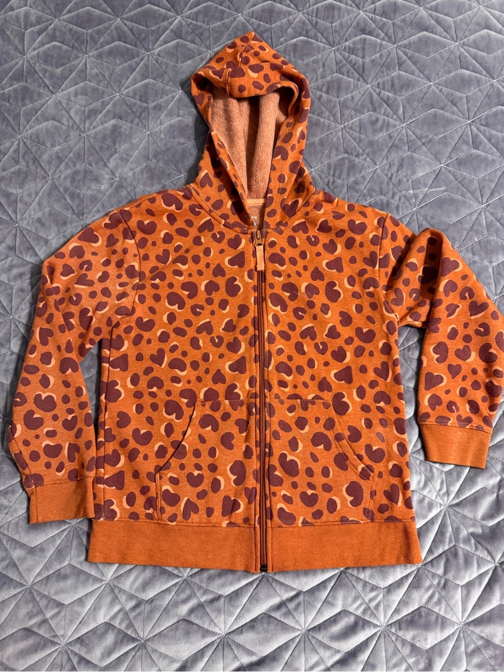 Cat & Jack Orange Leopard-Print Zip-Up Hoodie